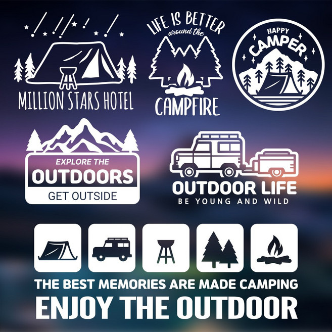 캠핑카 스티커 01 대형 카라반 스티커 캠핑 방수 스티커 자동차스티커 캠핑카 차량 스티커 버스 스티커 캠핑카 스티커제작 캠핑카 데칼 스티커, 블랙, 07, L, 1개