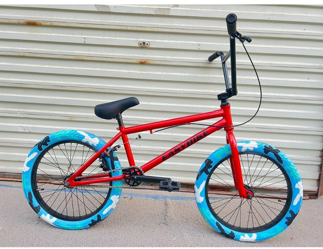 비엠엑스 BMX 자전거 20인치 묘기 자전거 최고급형, 06.빨간색 파란색 타이어, 1개