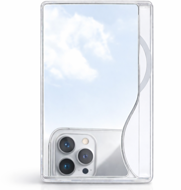 SUMSTU 1장 맥세이프 미러 거울 투명 한장 카드 수납 지갑 포켓 휴대폰 케이스, 1개