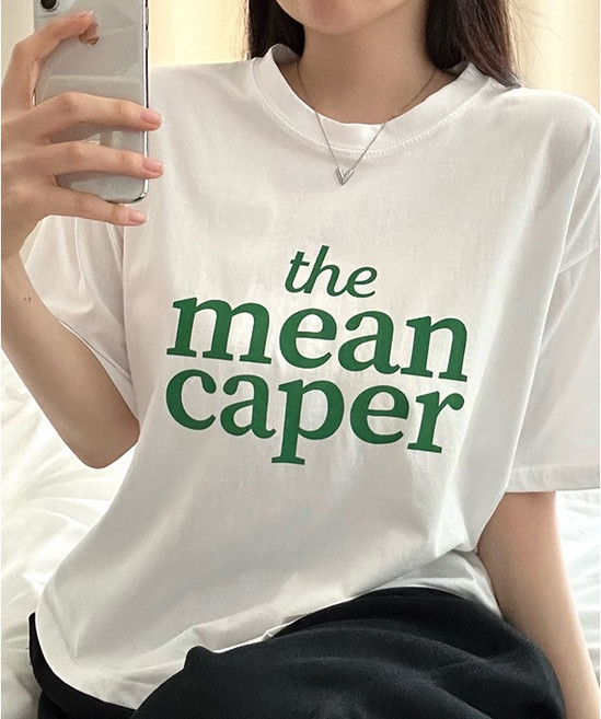 비토샵 여성용 사선 언발 레터링 반팔티 루즈핏 팔뚝살커버 워터밤 바이오가공 프리미엄 원단