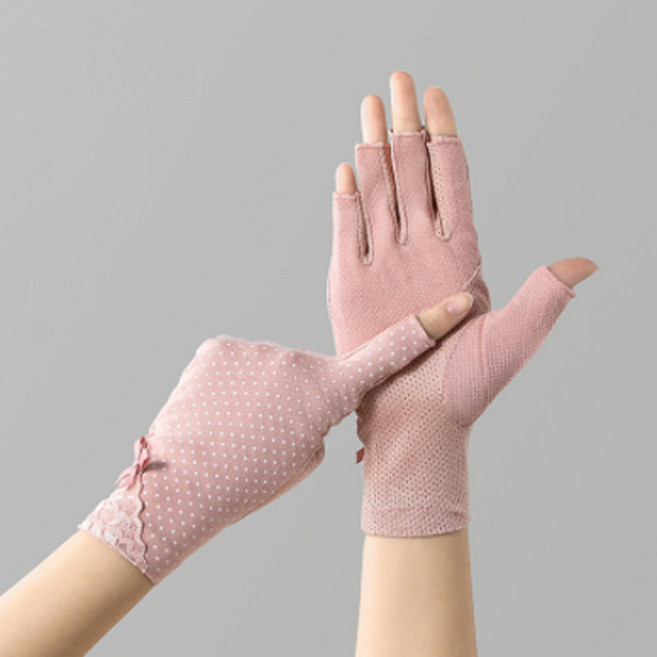 신페이드 여성 봄 장갑 여름 반장갑 운전 등산 여자 레이스 터치 손가락 자전거 자외선차단, 핑크, 1개