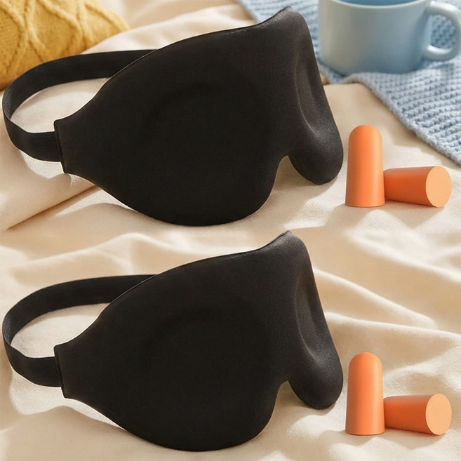 카로히포 눈이 편한 3D 암막 수면안대 귀마개 포함 2개