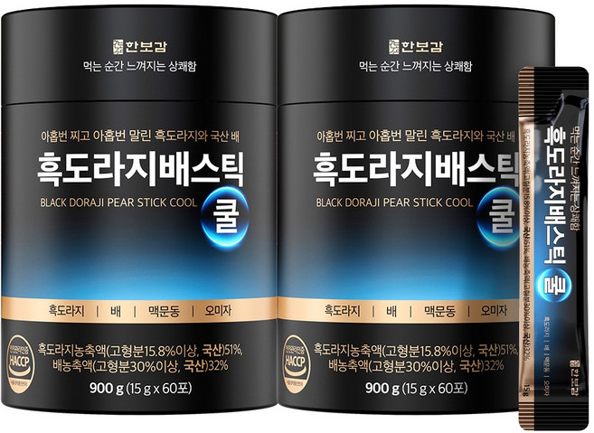 한보감 흑도라지배스틱 쿨 배도라지스틱, 60포, 2개, 900ml