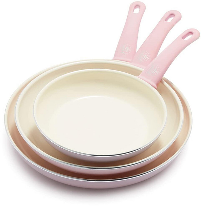 GreenLife 소프트 그립 헬시 세라믹 논스틱 프라이팬/프라이팬 세트 25.4cm(10인치) * 30.4cm(12인치) 소프트 핑크, 1개