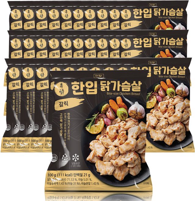 흑닭 한입 닭가슴살 갈릭, 100g, 30개