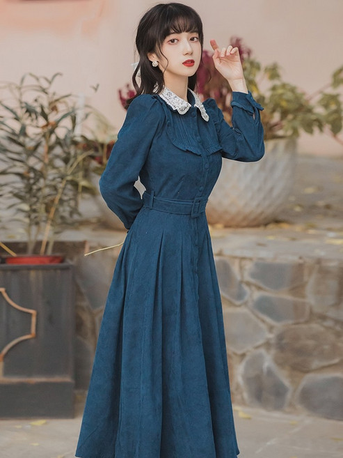 개화기원피스 코스프레 복고 경성의복 코듀로이 레트로 공주 컨셉사진 프로필촬영