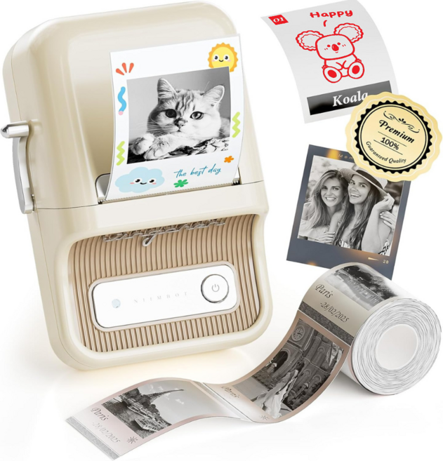 Niimbot B21포토(Pro) 듀얼컬러 라벨프린터, 1개, B21포토 크림화이트 +사각화이트50x80