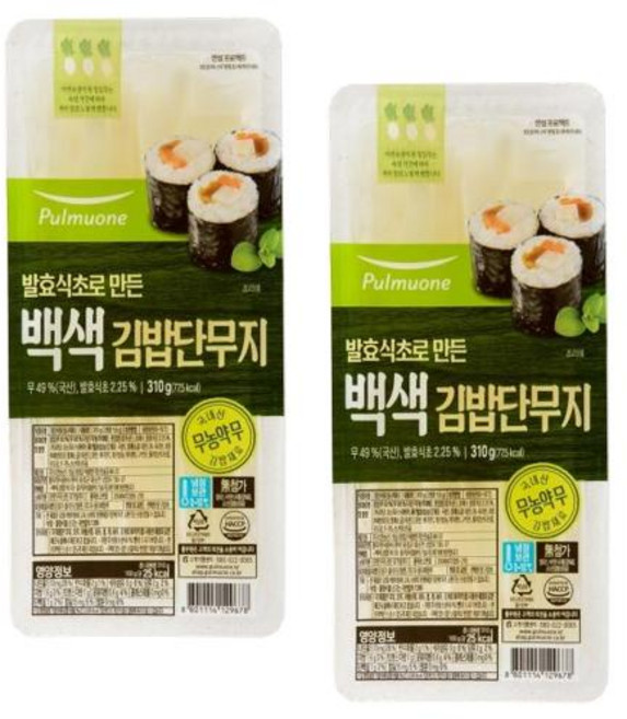 풀무원식품 백색 김밥단무지 무농약무 310g 엄마손맛 밥반찬 자취생, 2개