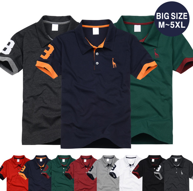 레이지옴 여름 기린 반팔 자수 카라티 티셔츠 빅사이즈