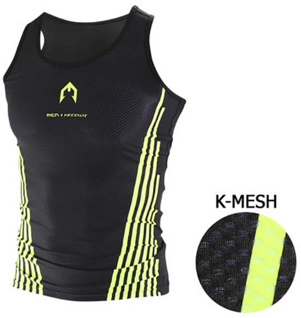 엠씨엔 MTK-KMESH-F-GREEN LINES 남성용 그린라인 냉감 민소매 이너웨어 MCN