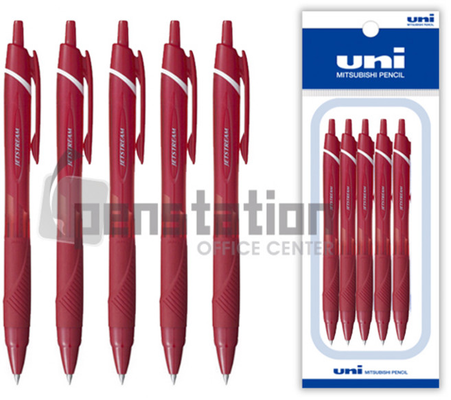 미쯔비시 유니 제트스트림 0.5mm 청/적 볼펜 세트, 1개, 0.5mm 레드 5개 세트