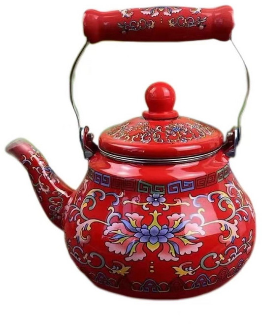 주방 법랑 주전자 난로 감성 일본 캠핑 인테리어 커피주전자, 기본옵션, 1개, B. 1.5L 레드주전자+필터