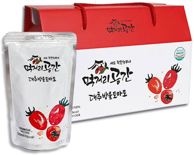[먹거리공간 직영몰]대추방울토마토즙 30포 50포 HACCP인증 로열과 100%, 120ml, 30개
