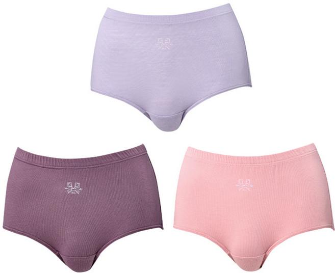 [TRY]여성 면100 퀸스삼각팬티 유색3매 엄마팬티 국내산