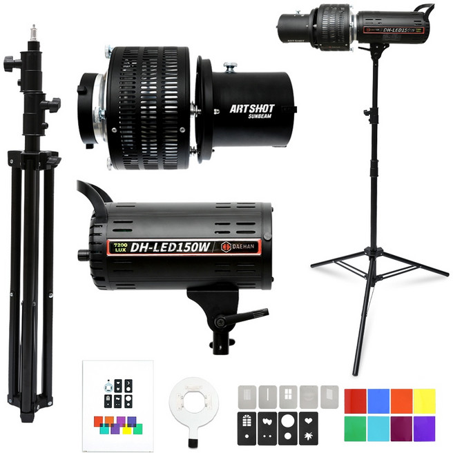 LED 방송 150W 자연광 작품사진 제품 촬영 촬영용 포토 쇼핑몰 촬영 사진촬영 지속광 스튜디오 촬영 조명 썬빔라이트 스트롱스탠드 아트샷 세트, 썬빔 스트롱 아트샷 KIT-SUNAT02, 1개