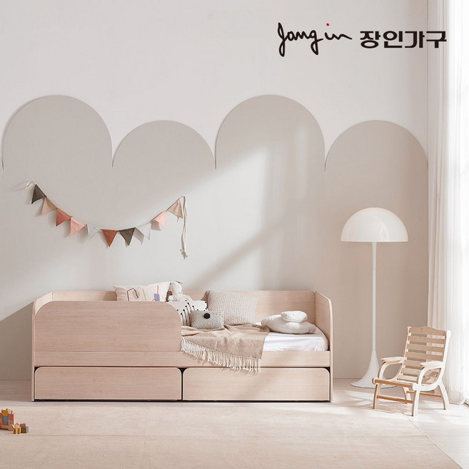 장인가구 뉴피터 E0등급 저상형 슬라이딩 데이베드 수납 침대 프레임 S, 우드내추럴