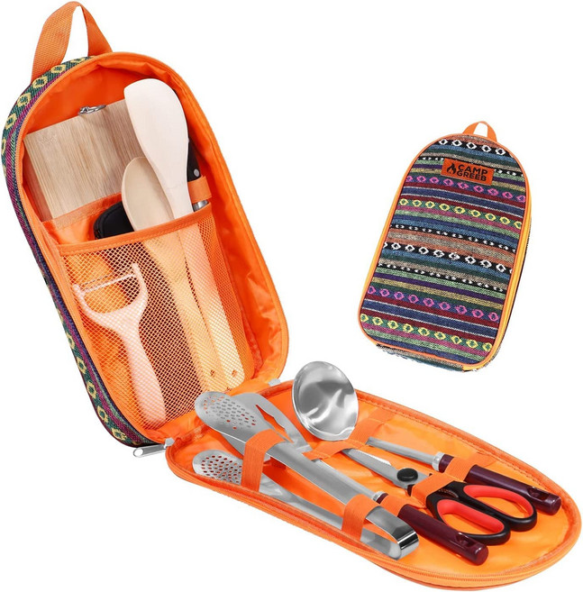 캠프 그리브 조리 기구 세트 14점 캠프 아웃도어 쿠킹 툴 세트 키친 툴 (블랙), 1개