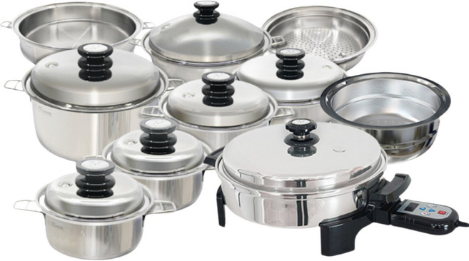 살림의 왕 마마르떼 마스터세트 + 16냄비 + 24스티머 + 30 오일스킬렛 전기냄비 뚜껑까지 316Ti, 1개