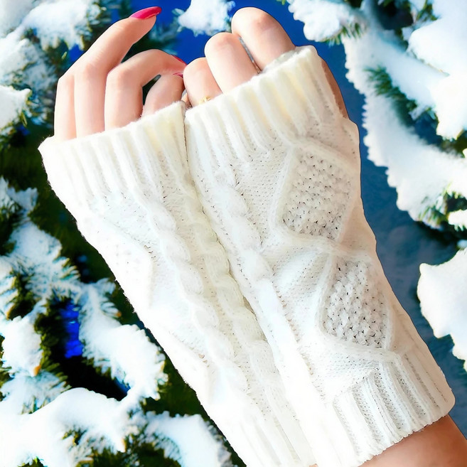 (1+1) 메리조아 꽈배기 핸드 워머 암 니트 겨울 팔 토시 2p, 그레이+화이트, 2개