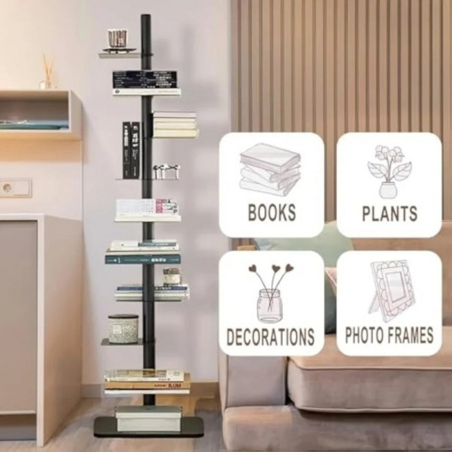 척추 책장 타워 연구실 거실 침실을 위한 높은 개방형 선반 360 디스플레이 스토리지 주최자, 05 Style 3