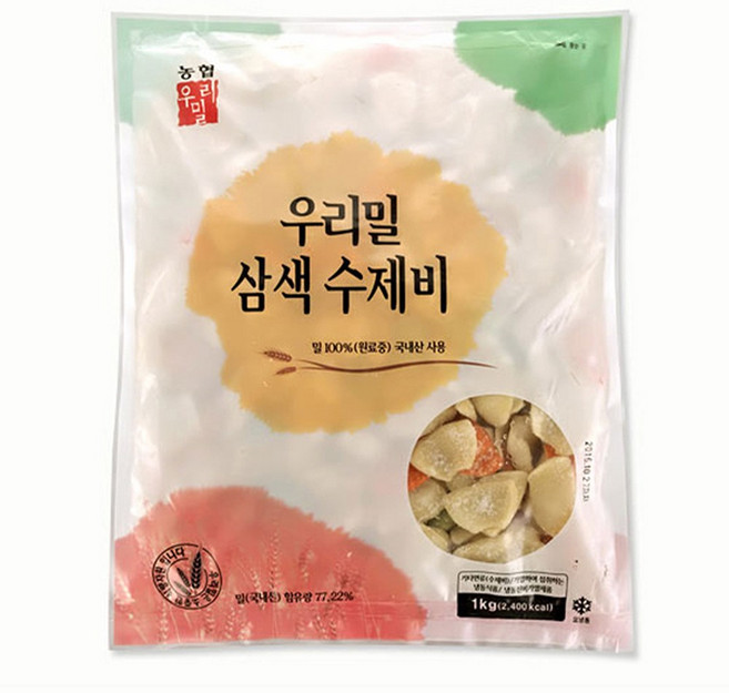 국산밀 100% 한국 우리밀 농협 우리밀 삼색 수제비, 1개, 1kg