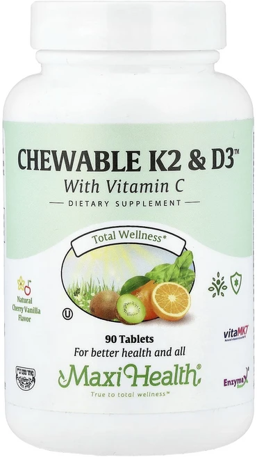 프리미엄상품 Maxi Health 츄어블 K2 & D3™ 천연 체리 바닐라 90정 끝내주게잘나가는상품, MaxiHealth츄어블K2D3천연체리바닐라90정, 1개 - 쿠팡