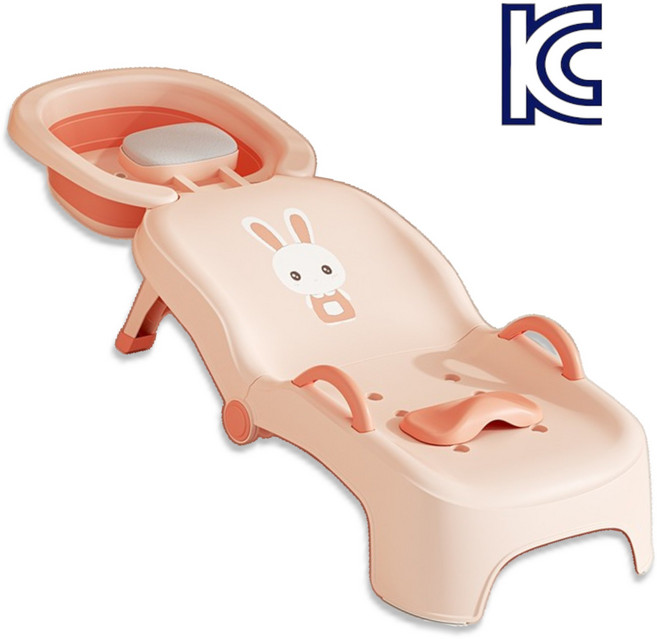 오브제 접이식 샴푸의자 KC인증 유아 누워서 샴푸 목욕 어린이 샴푸 머리감는 샴푸침대, 1개, 10.핑크 PU쿠션(접이식/샴푸대야 포함)