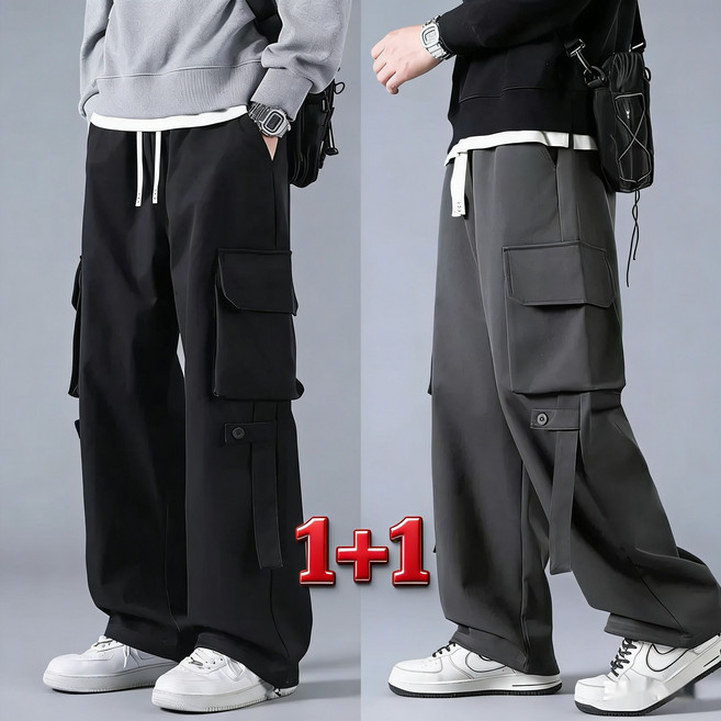 After Sea 1+1 남자카고바지 와이드핏 스트레이트 카고팬츠 캐주얼 배기바지 밴딩바지 ZD-ZT2