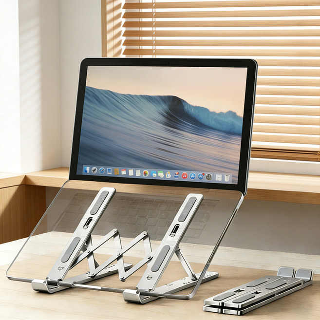 접이식 노트북 거치대 휴대용 휴대 최대 21인치 지원, 1개, F-메탈릭 실버 화이트