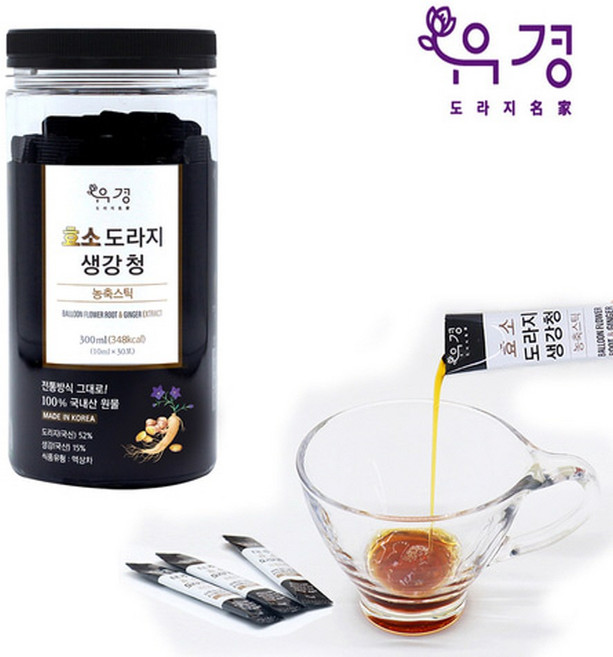 나눔숲쿱[12ml 스틱 30포 원형통 명절 선물세트]대박 유경식품 효소 도라지 생강청 농축원액, 30개