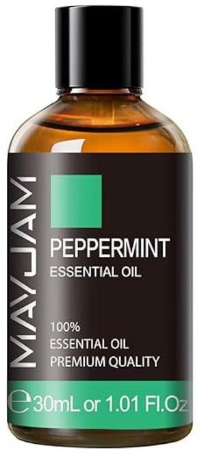 MAYJAM 샌달우드 에센셜 오일 3.38FL.OZ 퓨어 대량 아로마테라피 디퓨저에 DIY 캔들 비누 에 ., Peppermint, 1.01 Fl Oz (Pack of 1), 1개