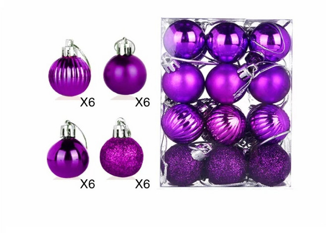 크리스마스트리장식 오너먼트 24볼 3cm 미니 장식, 24개, 퍼플