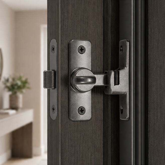 씨티엔 문 잠금장치 미닫이 여닫이 다용도 잠금고리, 다크그레이, 1개