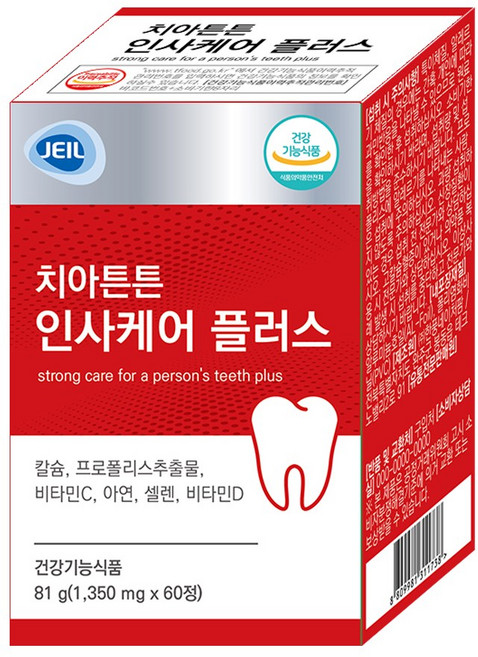 치아튼튼 인사케어 플러스 칼슘 프로폴리스추출물 210mg, 60정, 1개