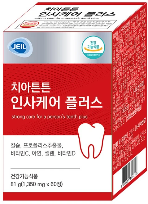 치아튼튼 인사케어 플러스 칼슘 프로폴리스추출물 210mg, 60정, 1개 - 쿠팡