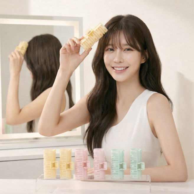 홀리크 핏앤픽 앞머리 볼륨 헤어롤 집게 구르프 6종 세트, 1세트, 핑크+민트+옐로