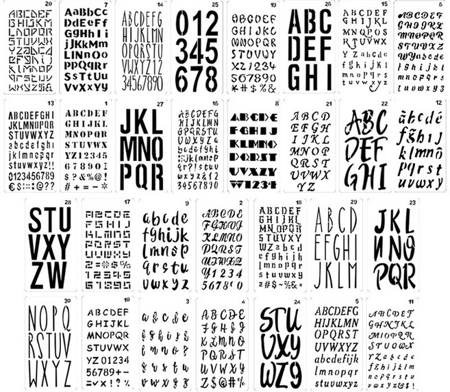 ︱30片 英文數字型染 繪畫模板 拼貼型板 拓染 拓印版 型版∣麥手作, IST-7102型染板, 1套