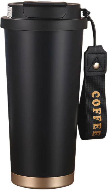 時尚保溫杯 咖啡杯, 1個, 陶瓷內膽530ml暮色黑, 暮色黑, 530ml