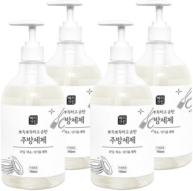 베리크린 주방세제 애플향, 750ml x4, 4개, 750ml