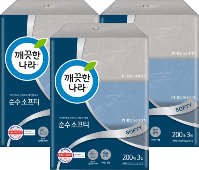 깨끗한나라 각티슈 소프티 200매, 200개입, 9개