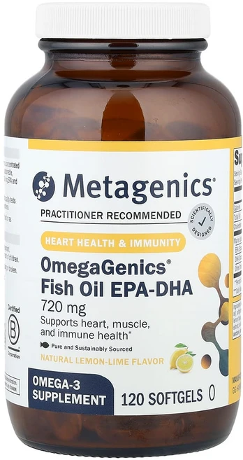 아이허브 메타제닉스 OmegaGenics EPA-DHA 720 레몬-라임 맛 소프트젤 120정, 1개 - 쿠팡