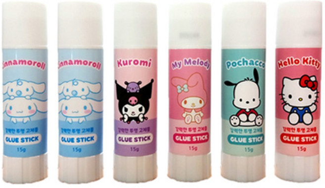 산리오캐릭터즈 투명 고체풀 15g, 6개