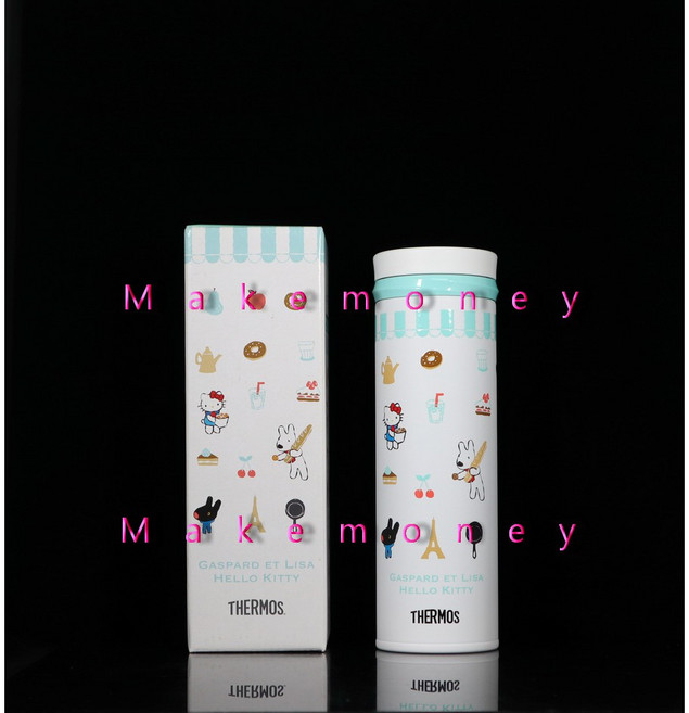 THERMOS 膳魔師 Hello Kitty 麗莎與卡斯柏 保溫杯, 1個, 500ml 白色
