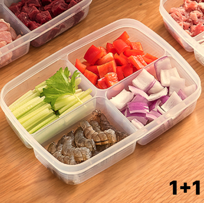 유니온셀 나카야 밀폐용기 전자레인지 반찬통 2구 3구 4구 납작4구 1+1, 납작4구+납작4구, 1개