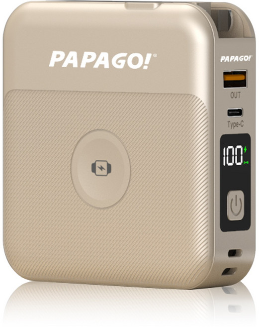 PAPAGO 第三代多功能磁吸無線充電行動電源10000mAh(支援蘋果手錶充電), 奶茶色
