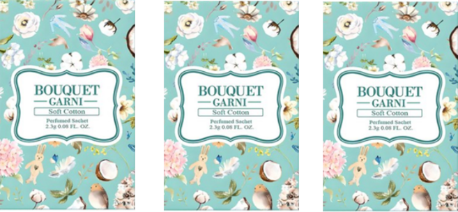 부케가르니 퍼퓸드 샤쉐 옷장방향제 본품, 2.3g, 3개, 소프트코튼