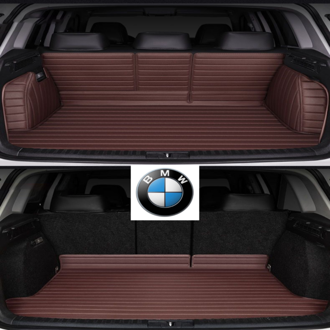 럭키카 BMW 트렁크매트 카매트 풀커버 차박 방수 가죽 매트 5시리즈 7시리즈 X3 X5 X7, 브라운풀커버