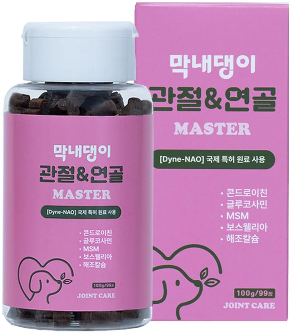 강아지 관절영양제 고함량 슬개골 탈구 예방 콘드로이친 막내댕이 관절&연골 마스터 100g, 1개, 뼈/관절강화, 99정 - 쿠팡