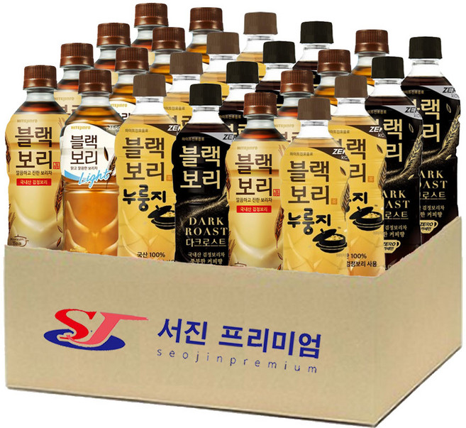 (서진프리미엄) 하이트진로 블랙보리 4종혼합 520ml 각6개씩 총24개 (오리지날+라이트+누룽지+다크로스트), 24개