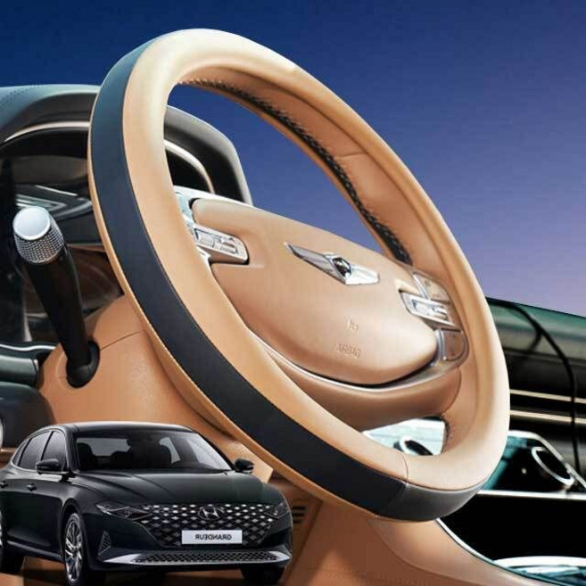 더뉴그랜저 핸들커버 투톤 순정형 색상 소프트 핸들, 소프트틈새쿠션_블랙